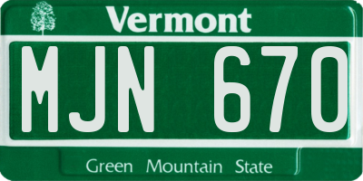 VT license plate MJN670