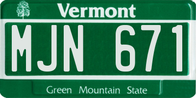 VT license plate MJN671