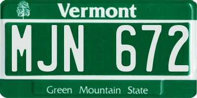 VT license plate MJN672