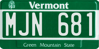 VT license plate MJN681