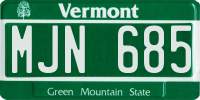 VT license plate MJN685