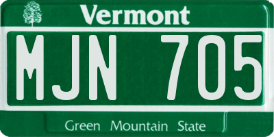 VT license plate MJN705