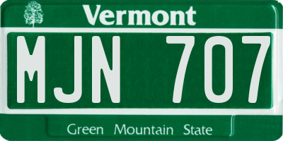 VT license plate MJN707