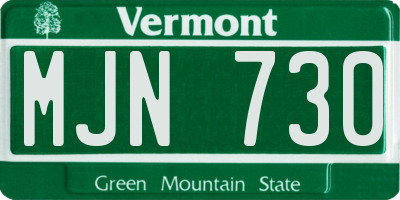VT license plate MJN730