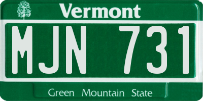 VT license plate MJN731