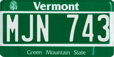 VT license plate MJN743