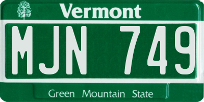 VT license plate MJN749