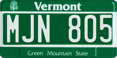 VT license plate MJN805