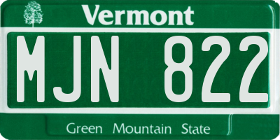 VT license plate MJN822