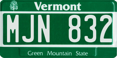VT license plate MJN832