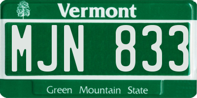 VT license plate MJN833