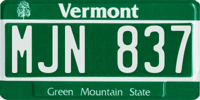VT license plate MJN837