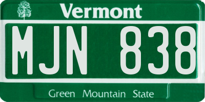 VT license plate MJN838