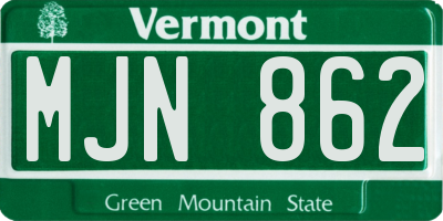 VT license plate MJN862