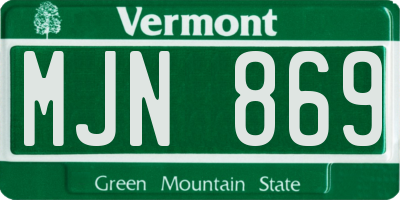VT license plate MJN869