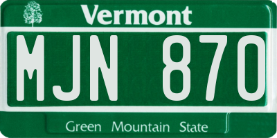 VT license plate MJN870