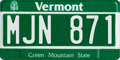 VT license plate MJN871