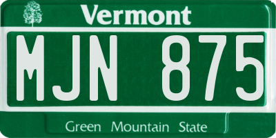 VT license plate MJN875
