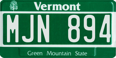 VT license plate MJN894