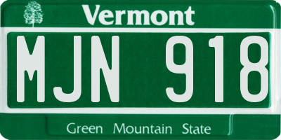 VT license plate MJN918
