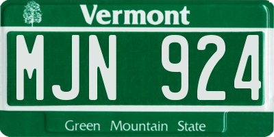 VT license plate MJN924