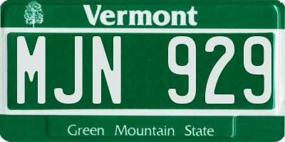 VT license plate MJN929