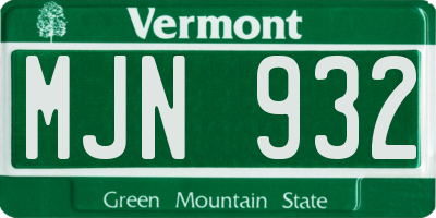 VT license plate MJN932