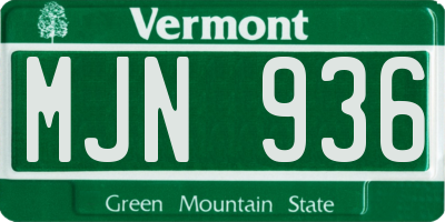 VT license plate MJN936