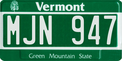 VT license plate MJN947