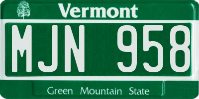 VT license plate MJN958