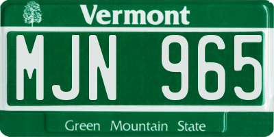 VT license plate MJN965