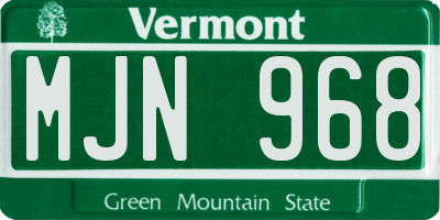 VT license plate MJN968