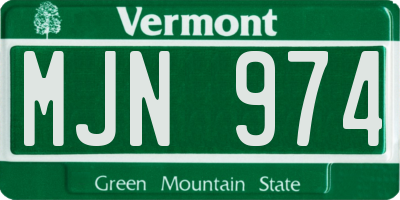 VT license plate MJN974