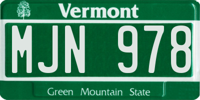 VT license plate MJN978