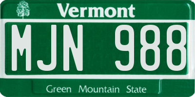 VT license plate MJN988