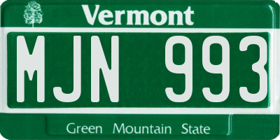 VT license plate MJN993