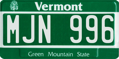 VT license plate MJN996