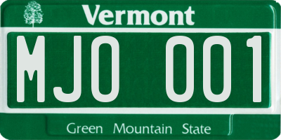 VT license plate MJO001