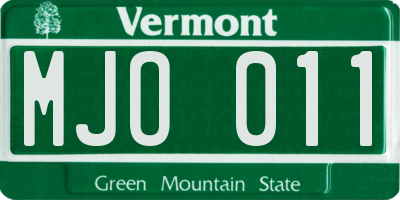 VT license plate MJO011
