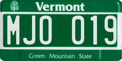 VT license plate MJO019