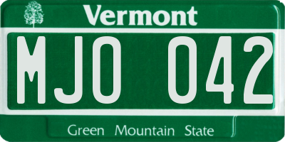 VT license plate MJO042