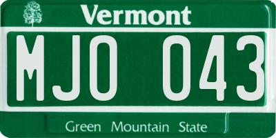 VT license plate MJO043
