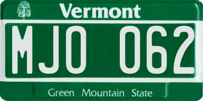 VT license plate MJO062