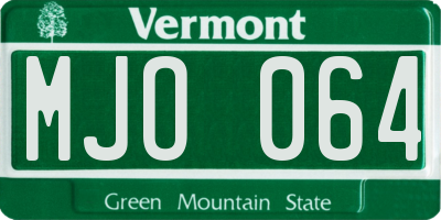VT license plate MJO064
