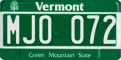 VT license plate MJO072