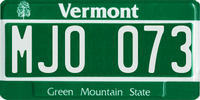 VT license plate MJO073
