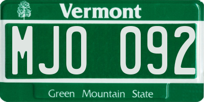 VT license plate MJO092