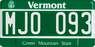 VT license plate MJO093