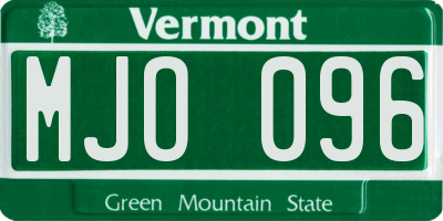 VT license plate MJO096