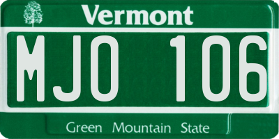 VT license plate MJO106
